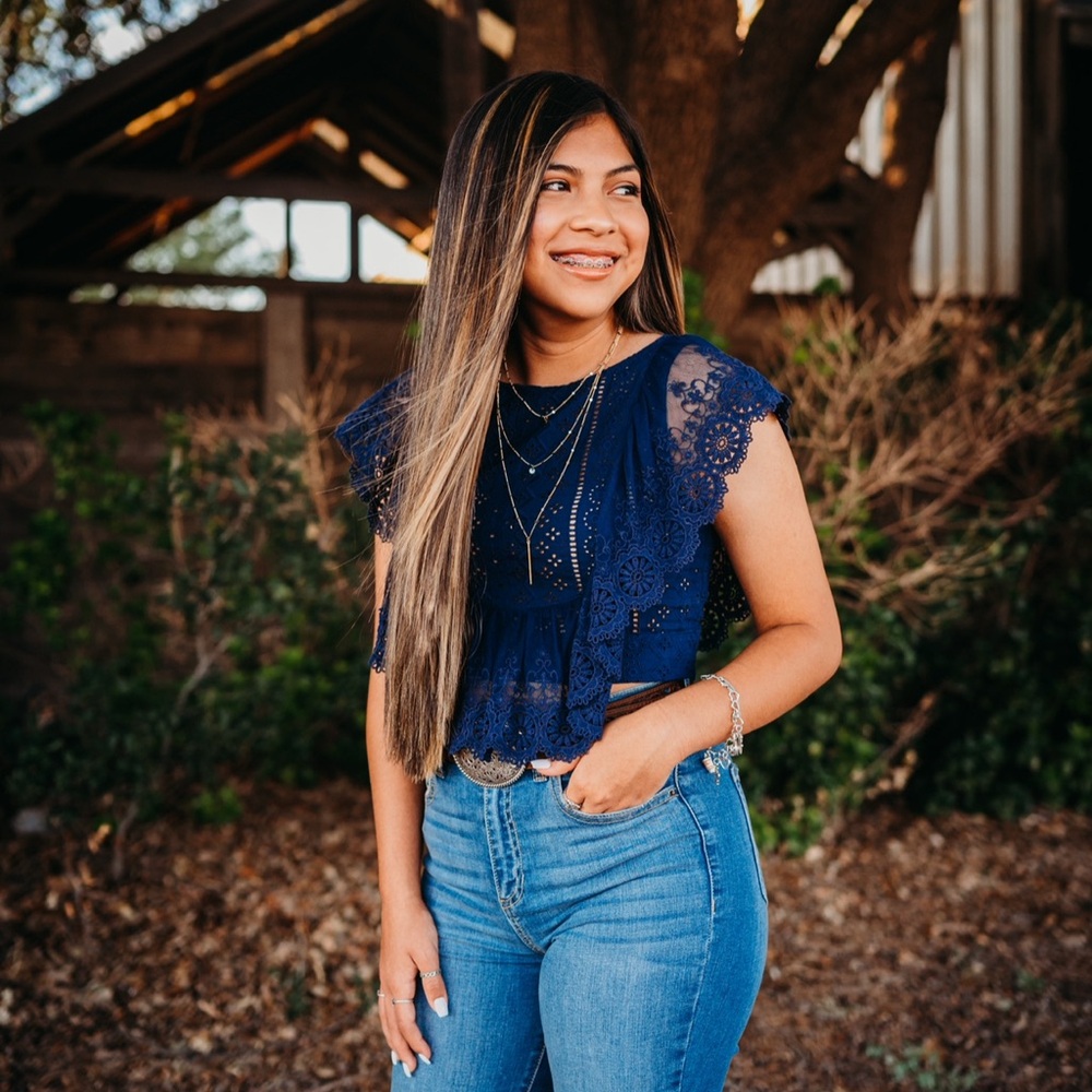 Altar'd State Navy Lace Blouse